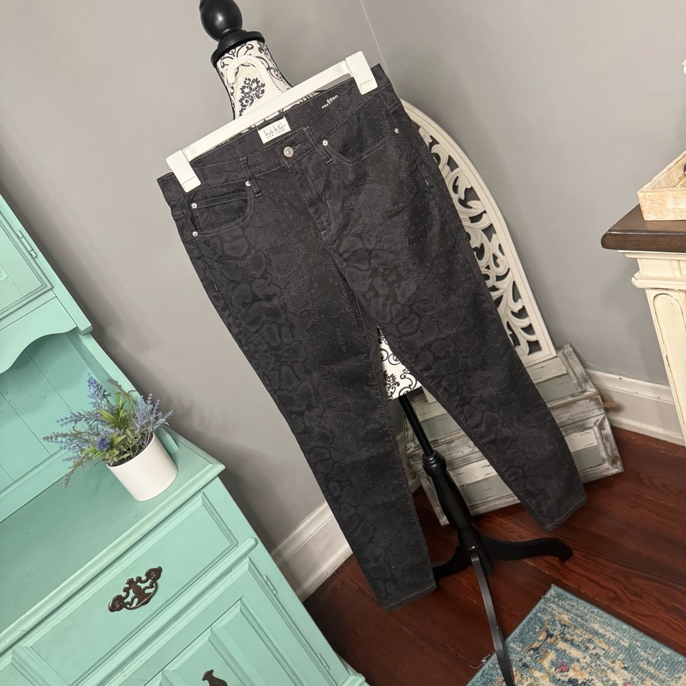 Nicole Miller Soho High Rise Skinny Snakeskin Jean Size 8 Boho Concert Festival - Picture 1 of 9